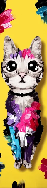 Free colorful bookmark showing a lonely cat against a yellow background